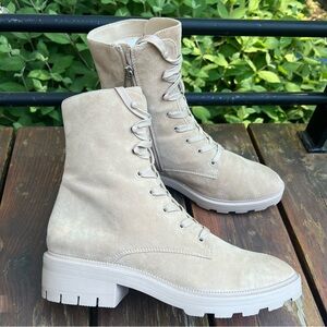 CLEAR BY DOLCE VITA LOTTIE BEIGE COMBAT ANKLE BOOTIES SIZE 11